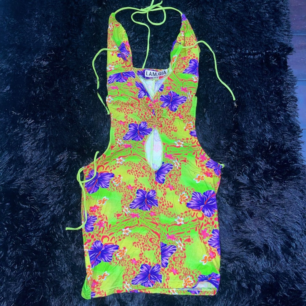 Hibiscus Svana Dress I.Am.Gia XS bodycon sheer swim wear clubwear party colorful